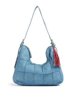 Malvengasse 5 Schultertasche genarbtes Leder blau