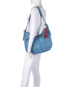 Malvengasse 5 Schultertasche genarbtes Leder blau