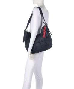 Malvengasse 5 Schultertasche genarbtes Leder navy