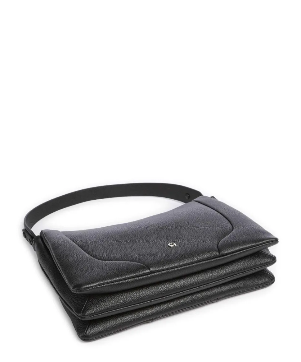 Mara M Beuteltasche genarbtes Rindsleder schwarz