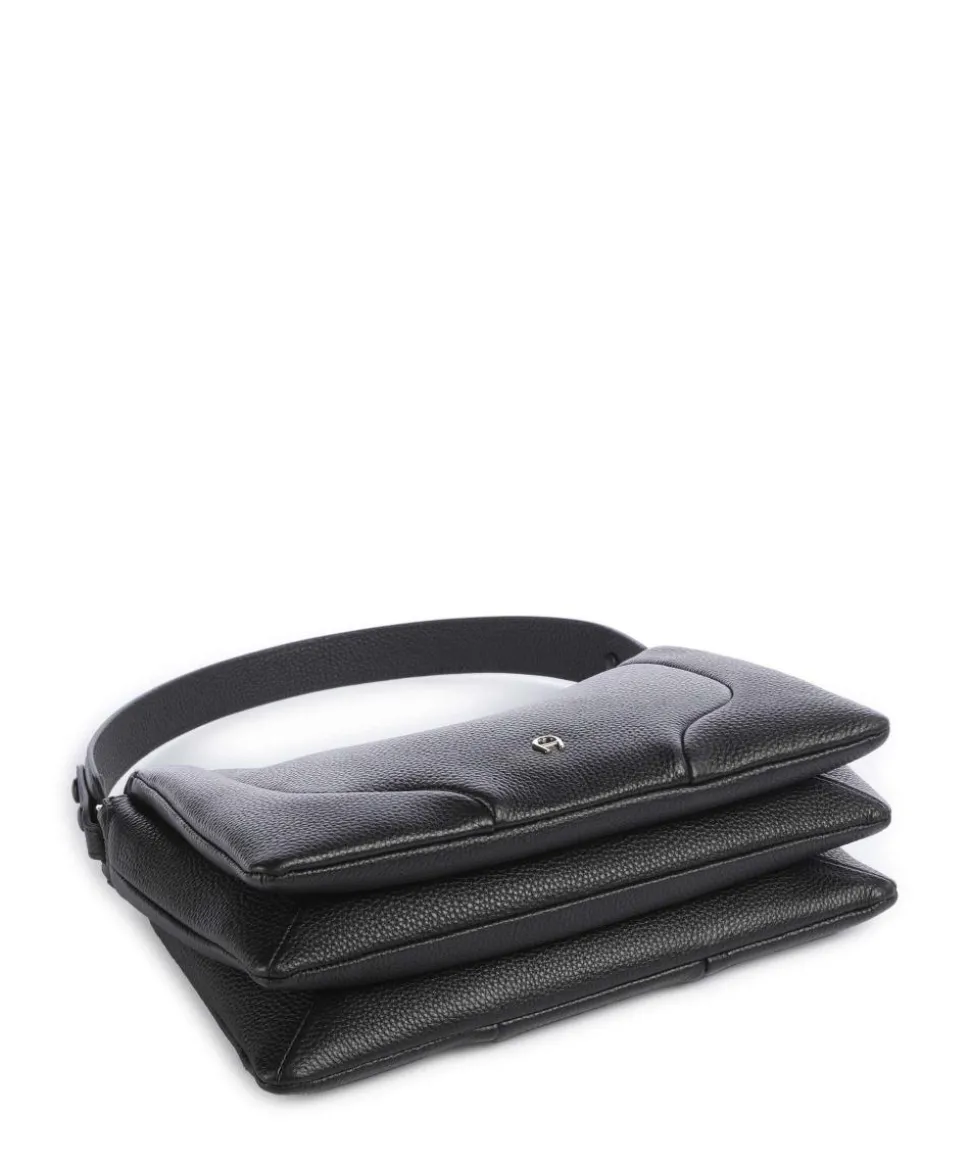 Mara S Beuteltasche genarbtes Rindsleder schwarz