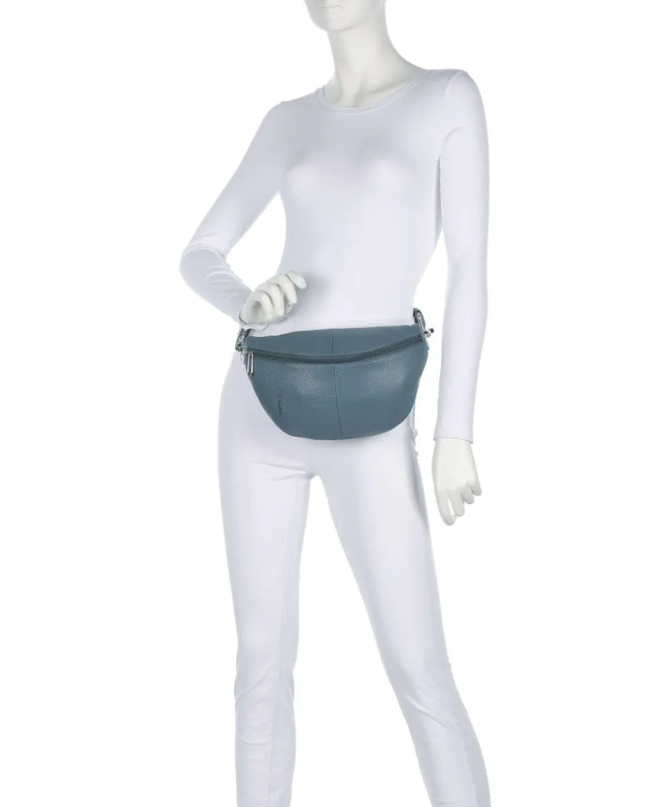 Mellow Leather Gürteltasche genarbtes Kalbsleder blaugrau