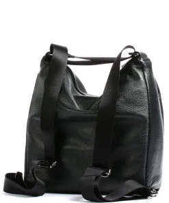 Mellow Leather Rucksack-Tasche genarbtes Kalbsleder schwarz