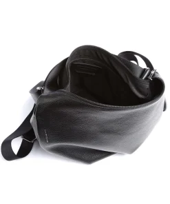 Mellow Leather Rucksack-Tasche genarbtes Kalbsleder schwarz