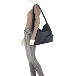 Mellow Leather Rucksack-Tasche genarbtes Kalbsleder navy