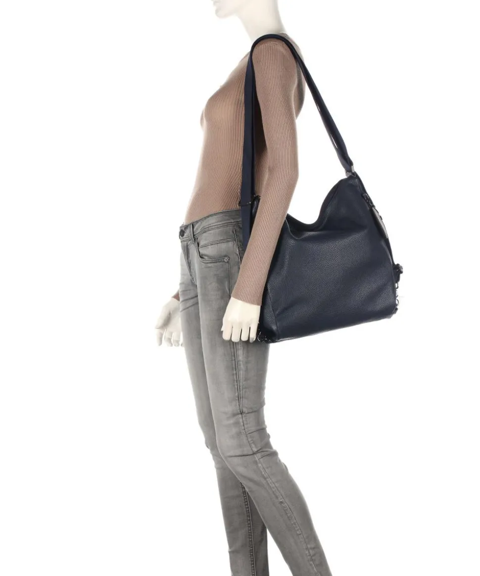 Mellow Leather Rucksack-Tasche genarbtes Kalbsleder navy