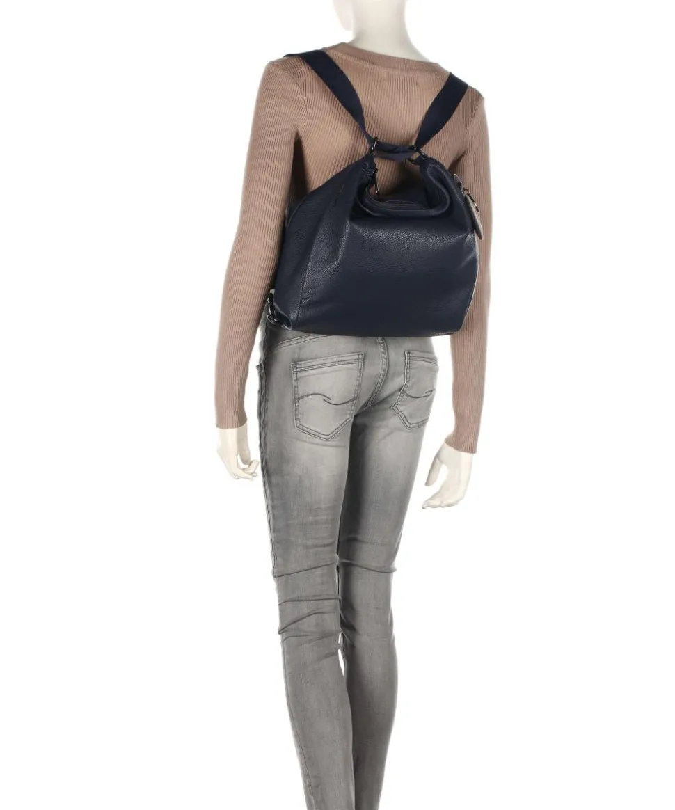 Mellow Leather Rucksack-Tasche genarbtes Kalbsleder navy