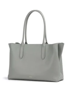 Meridiana L Shopper fein genarbtes Leder graugrün