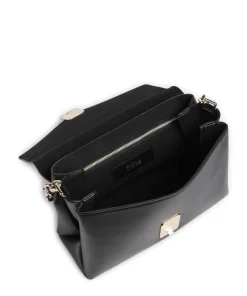 Meridiana M Schultertasche fein genarbtes Kalbsleder schwarz