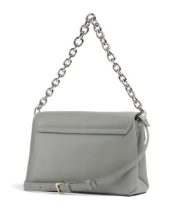 Meridiana M Schultertasche fein genarbtes Kalbsleder graugrün