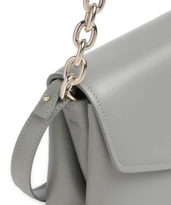 Meridiana M Schultertasche fein genarbtes Kalbsleder graugrün