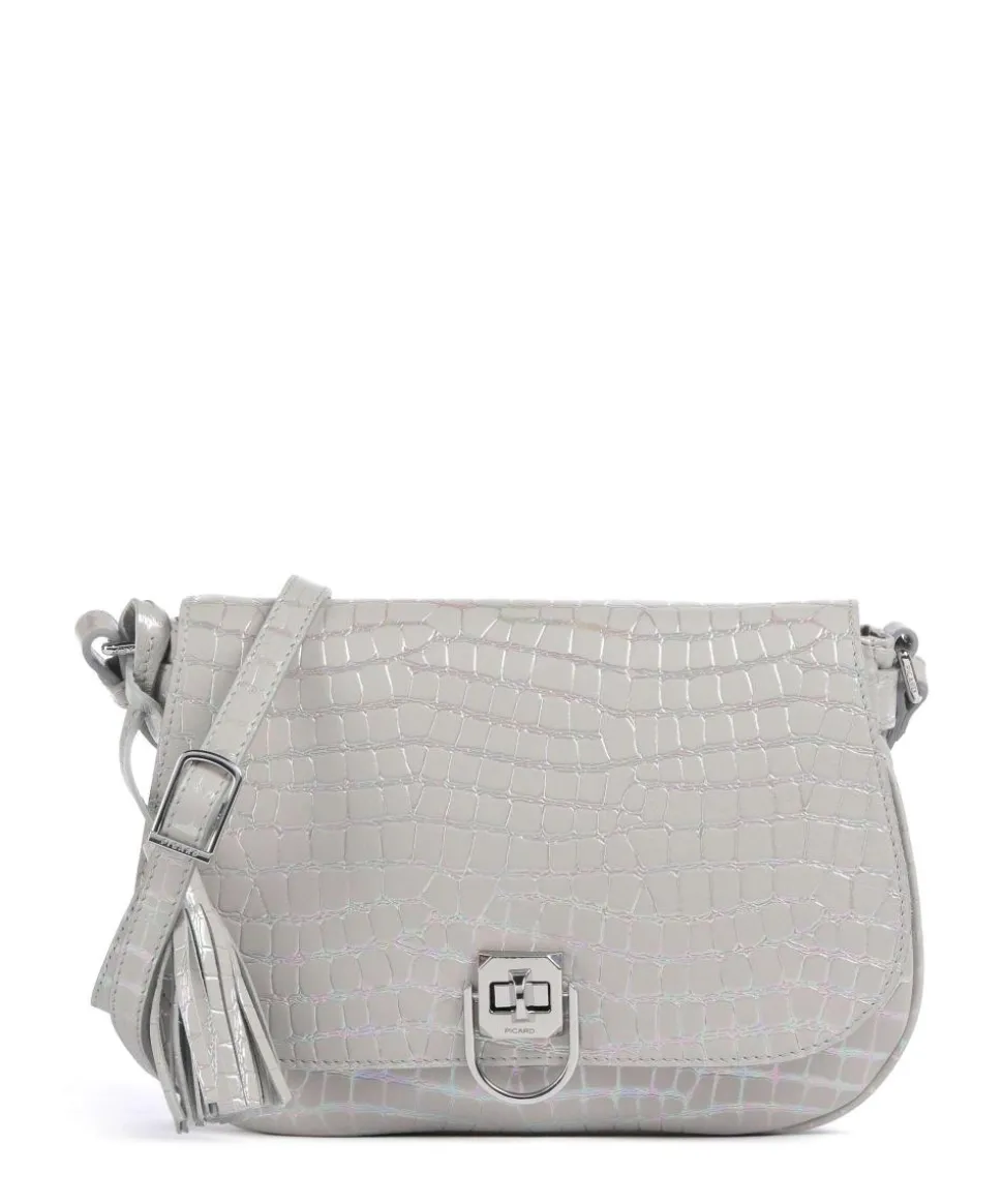 Mermaid Umhängetasche geprägtes Rindsleder hellgrau