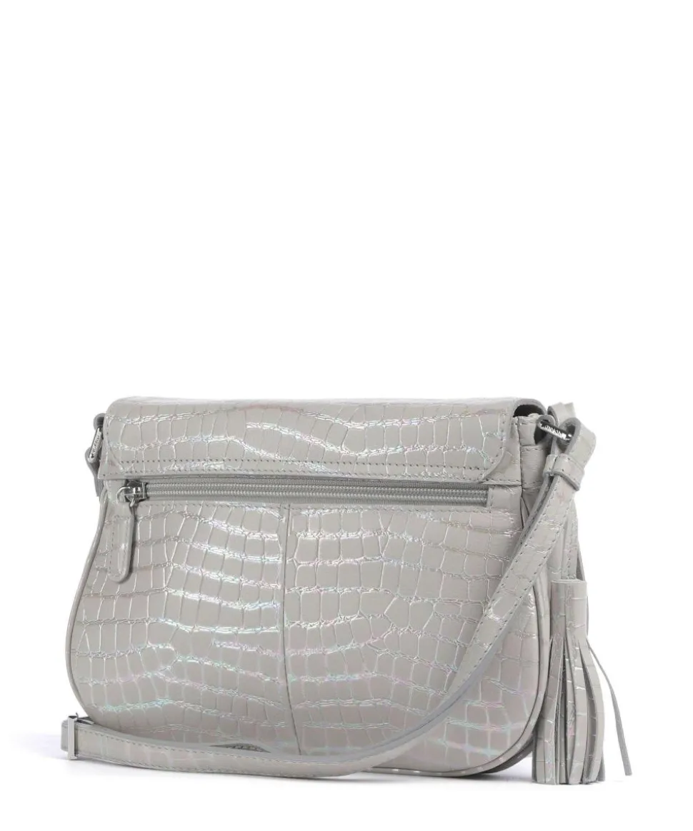 Mermaid Umhängetasche geprägtes Rindsleder hellgrau