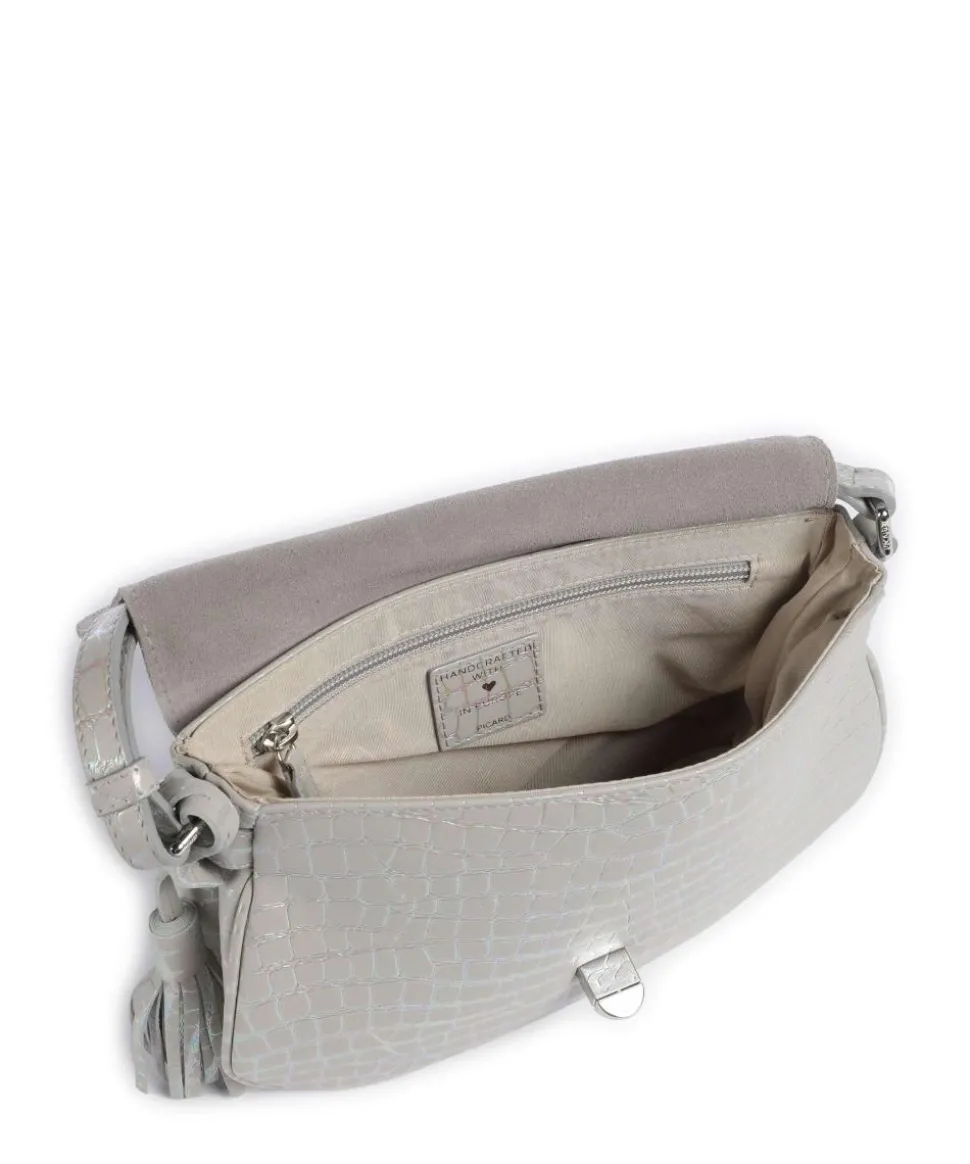 Mermaid Umhängetasche geprägtes Rindsleder hellgrau