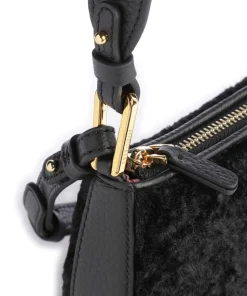 Merveille Astrakan Schultertasche genarbtes Rindsleder, Kunstfell schwarz