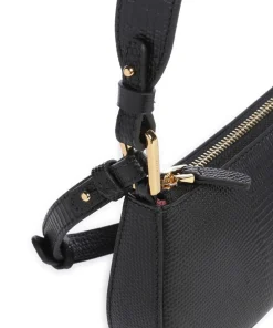 Merveille Lizard Schultertasche geprägtes Rindsleder schwarz