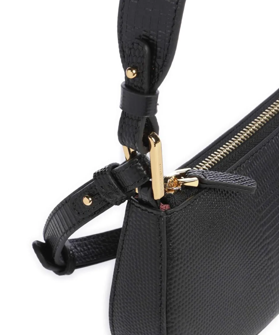 Merveille Lizard Schultertasche geprägtes Rindsleder schwarz