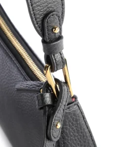 Merveille Schultertasche genarbtes Leder schwarz