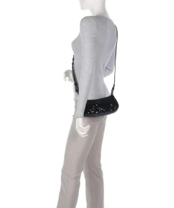 Merveille Schultertasche fein genarbtes Leder schwarz