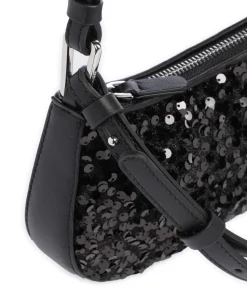 Merveille Schultertasche fein genarbtes Leder schwarz