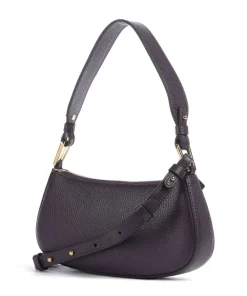 Merveille Schultertasche genarbtes Leder pflaume