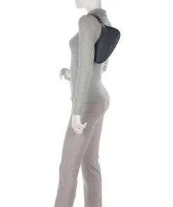 Merveille Schultertasche genarbtes Leder dunkelblau