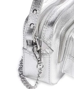 Metallic Helena Umhängetasche genarbtes Leder silber