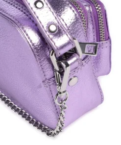 Metallic Helena Umhängetasche genarbtes Leder violett