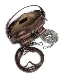 Metallic Helena Umhängetasche genarbtes Leder braun