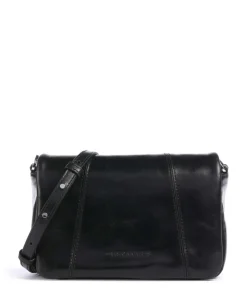 Mila Icon Crinkle Umhängetasche fein genarbtes Rindsleder schwarz