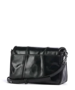 Mila Icon Crinkle Umhängetasche fein genarbtes Rindsleder schwarz