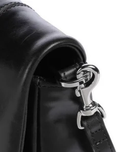 Mila Icon Crinkle Umhängetasche fein genarbtes Rindsleder schwarz