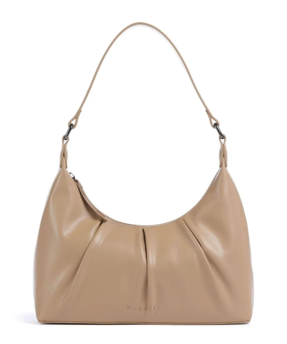 Mila Schultertasche Lederimitat beige