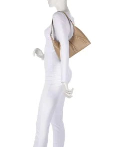 Mila Schultertasche Lederimitat beige