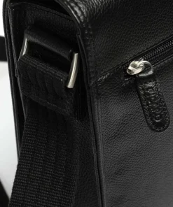 Milano Umhängetasche genarbtes Rindsleder schwarz