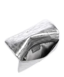 Mimosa Strass Clutch genarbtes Leder silber
