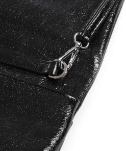 Mimosa Strass Schultertasche genarbtes Leder schwarz