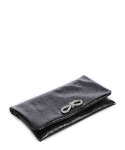 Mimosa Strass Schultertasche genarbtes Leder schwarz