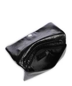 Mimosa Strass Schultertasche genarbtes Leder schwarz