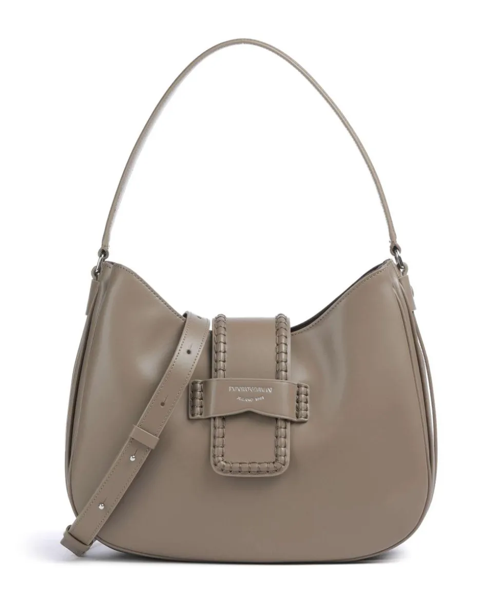 Mina Schultertasche fein genarbtes Rindsleder taupe
