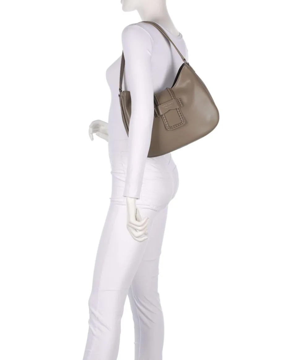 Mina Schultertasche fein genarbtes Rindsleder taupe