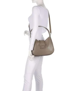 Mina Schultertasche fein genarbtes Rindsleder taupe