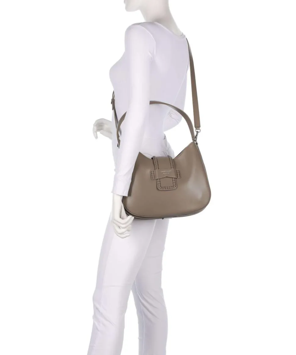 Mina Schultertasche fein genarbtes Rindsleder taupe
