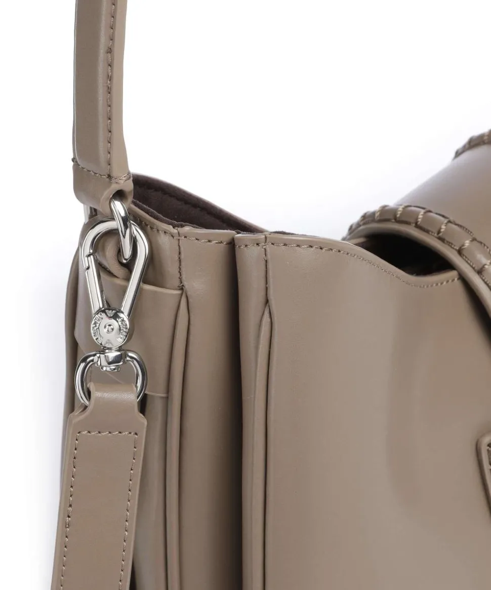 Mina Schultertasche fein genarbtes Rindsleder taupe
