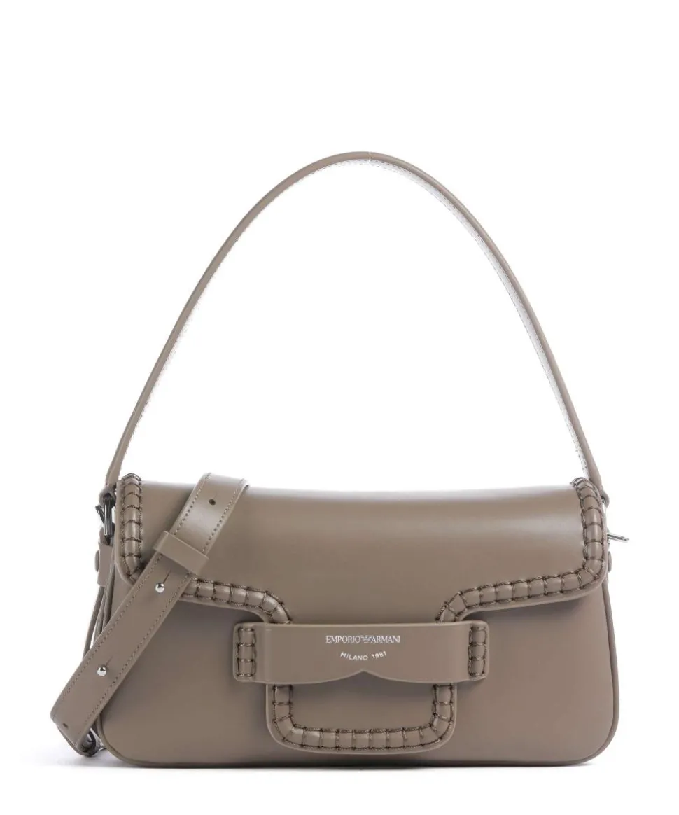 Mina Schultertasche fein genarbtes Rindsleder taupe