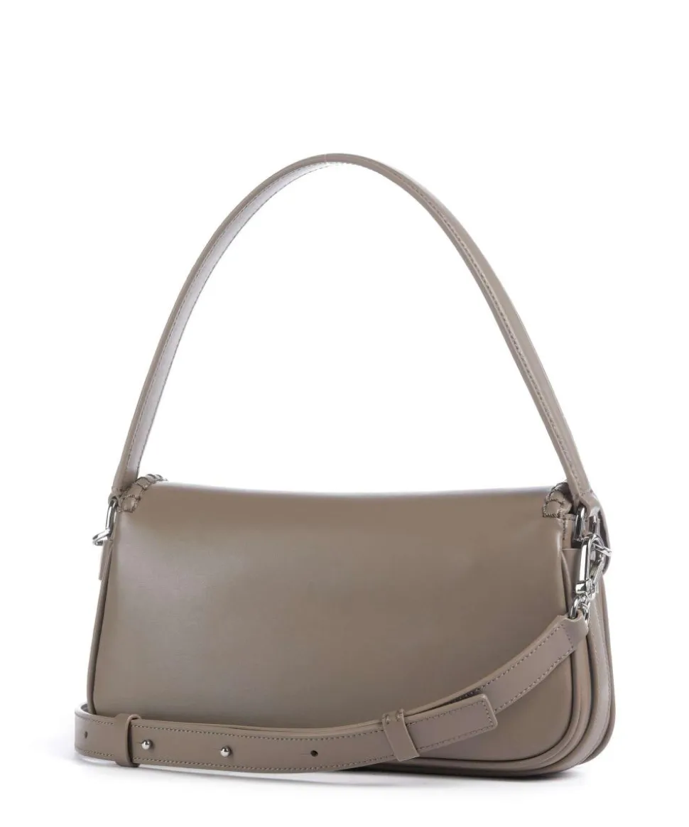 Mina Schultertasche fein genarbtes Rindsleder taupe