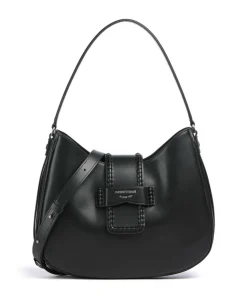 Mina Schultertasche fein genarbtes Rindsleder schwarz