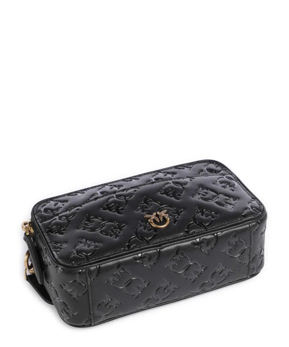 Mini Umhängetasche geprägtes Kalbsleder schwarz