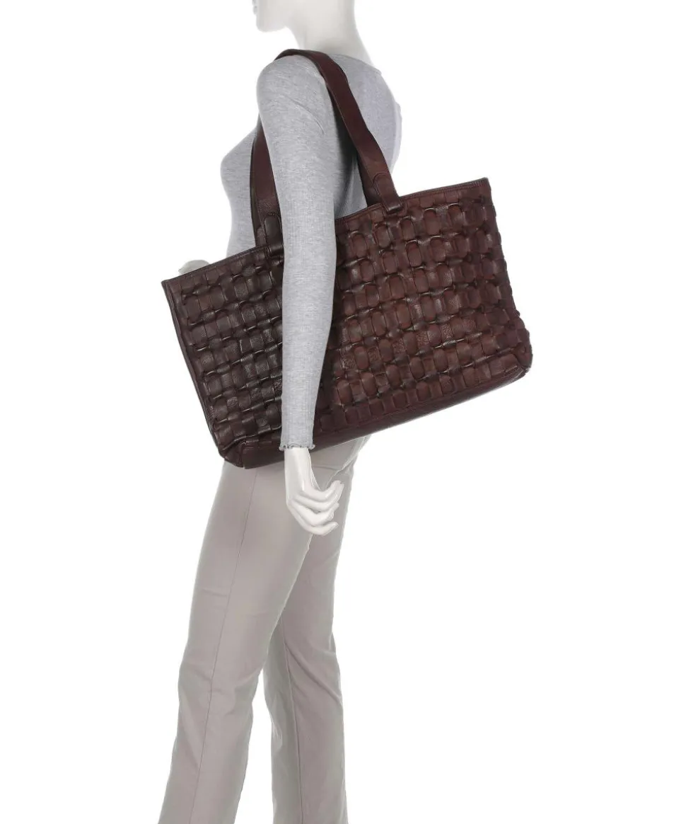 Modern Handcraft Shopper genarbtes Leder braun