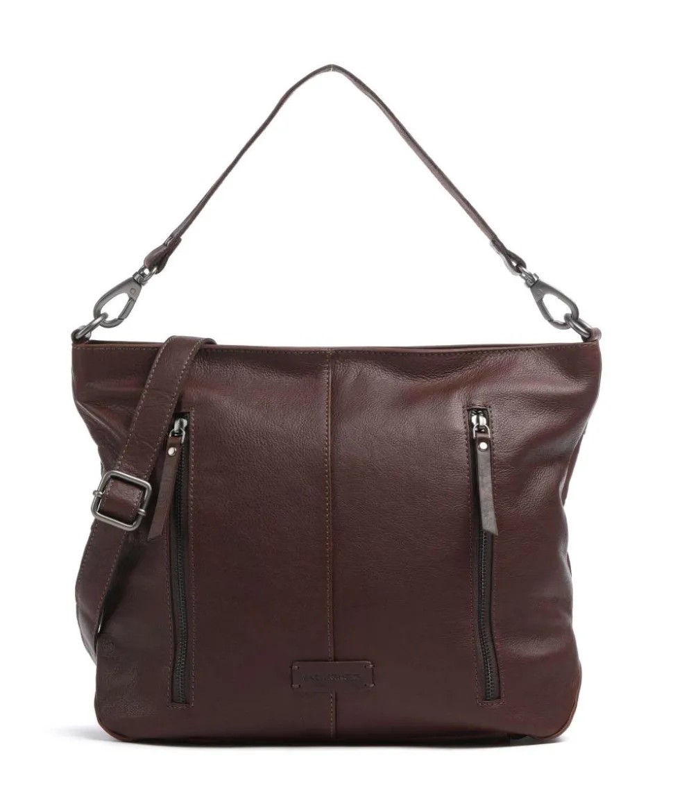 Montreal 24N Beuteltasche genarbtes Leder dunkelbraun